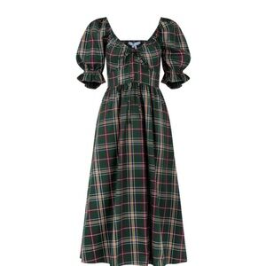 Hill House - The Ophelia Dress in Juniper Tartan size XS
